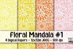 Floral Mandala Digital Paper #1 - 4 Papers Product Image 1