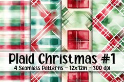 Plaid Christmas Digital Papers #1 - 4 Seamless Patterns Product Image 1