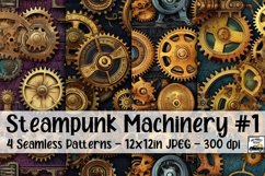Steampunk Machinery Digital Paper #1 - 4 Seamless Patterns Product Image 1