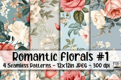 Romantic Florals Digital Paper #1 - 4 Seamless Patterns Product Image 1