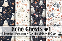 Boho Ghosts Digital Paper #1 - 4 Seamless Patterns Product Image 1