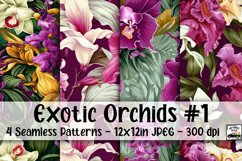 Exotic Orchids Digital Paper #1 - 4 Seamless Patterns Product Image 1
