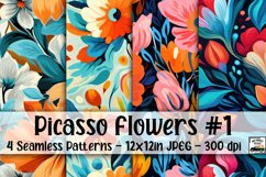 Picasso Flowers Digital Paper #1 - 4 Seamless Patterns Product Image 1