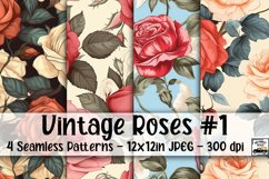 Vintage Roses Digital Paper #1 - 4 Seamless Patterns Product Image 1