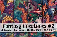 Fantasy Creatures Digital Paper #2 - 4 Seamless Patterns Product Image 1
