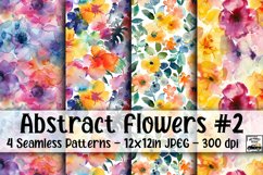 Abstract Flowers Digital Paper #2 - 4 Seamless Patterns Product Image 1