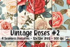 Vintage Roses Digital Paper #2 - 4 Seamless Patterns Product Image 1