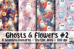Ghosts and Flowers Digital Paper #2 - 4 Seamless Patterns Product Image 1
