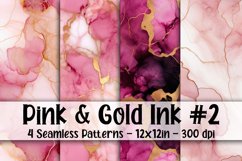 Pink and Gold Alcohol Ink Seamless Digital Papers #2 Product Image 1