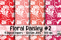 Floral Paisley Digital Paper #2 - 4 Papers Product Image 1