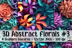 3D Abstract Florals Digital Paper #3 - 4 Seamless Patterns Product Image 1