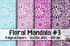 Floral Mandala Digital Paper #3 - 4 Papers Product Image 1