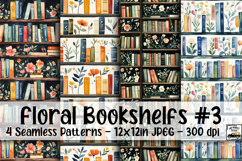 Floral Bookshelfs Digital Paper #3 - 4 Seamless Patterns Product Image 1
