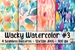 Wacky Watercolor Digital Paper #3 - 4 Seamless Patterns Product Image 1