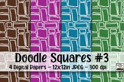 Doodle Squares Digital Paper #3 - 4 Papers Product Image 1