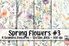 Spring Flowers Digital Paper #3 - 4 Seamless Patterns Product Image 1
