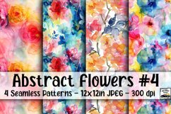 Abstract Flowers Digital Paper #4 - 4 Seamless Patterns Product Image 1