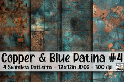 Copper &amp; Blue Patina Digital Paper #4 - 4 Seamless Patterns Product Image 1