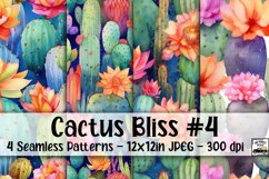 Cactus Bliss Digital Paper #4 - 4 Seamless Patterns Product Image 1