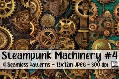 Steampunk Machinery Digital Paper #4 - 4 Seamless Patterns Product Image 1