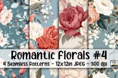 Romantic Florals Digital Paper #4 - 4 Seamless Patterns Product Image 1