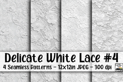 Delicate White Lace Digital Paper #4 - 4 Seamless Papers Product Image 1