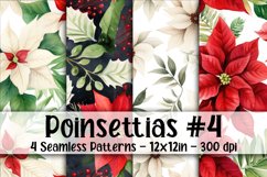 Poinsettias Digital Papers #4 - 4 Seamless Patterns Product Image 1