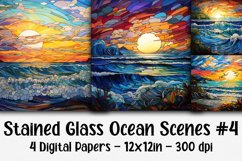 Stained Glass Ocean Scenes Digital Papers #4 - 4 Papers Product Image 1