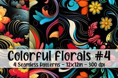 Colorful Florals Digital Papers #4 - 4 Seamless Pattern Product Image 1