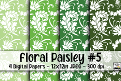 Floral Paisley Digital Paper #5 - 4 Papers Product Image 1