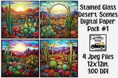 Stained Glass Desert Scenes Digital Papers #1 - 4 Papers Product Image 1