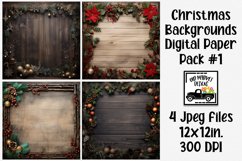 Wood Christmas Backgrounds Digital Papers #1 - 4 Papers Product Image 1