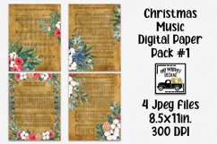 Floral Christmas Music Digital Paper #1 -8.5x11" Letter Size Product Image 1