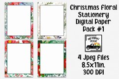 Christmas Floral Stationery Digital Paper #1 - 8.5x11" Product Image 1