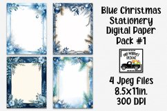 Blue Christmas Stationery Digital Paper #1 - 4 Papers Product Image 1