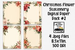 Christmas Flowers Stationery Digital Paper #2 - 4 Papers Product Image 1