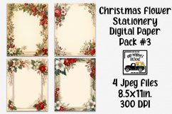 Christmas Flowers Stationery Digital Paper #3 - 4 Papers Product Image 1