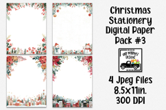 Watercolor Christmas Stationery Digital Paper #3 - 4 Papers Product Image 1