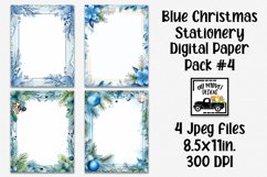 Blue Christmas Stationery Digital Paper #4 - 4 Papers Product Image 1