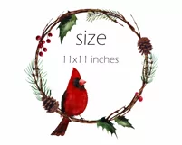 Watercolor Christmas wreath clipart with cardinal bird Product Image 2