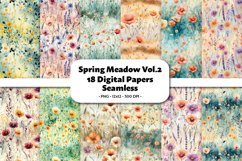 Spring Meadow Vol. 2 Seamless Digital Paper, 18 PNG Product Image 1