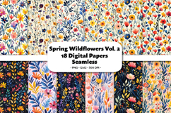 Spring Wildflowers Vol. 2 Seamless Digital Paper, 18 PNG Product Image 1