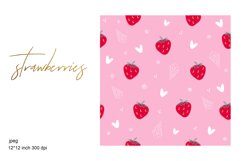 Strawberries Digital Paper. Strawberries Seamless Pattern Product Image 1