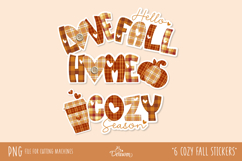 Cute Fall Sticker Set | 6 Cozy Autumn PNG Designs Product Image 1