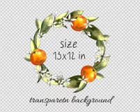 Mandarin wreath clipart. Sublimation PNG Product Image 4