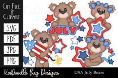 Summer July 4th Bears SVG PDF Cut File, Clipart PNG JPEG Product Image 1