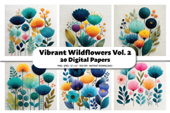 Vibrant Wildflowers Vol. 2 Digital Paper Pack, 20 PNG &amp; JPEG Product Image 1