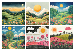 Whimsical Landscape Digital Paper, 20 PNG &amp; JPEG Product Image 4