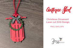 Christmas Sled Ornament laser cut file Product Image 2