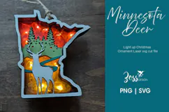 Minnesota Christmas Ornament | Deer, Pine Trees & Stream Product Image 1